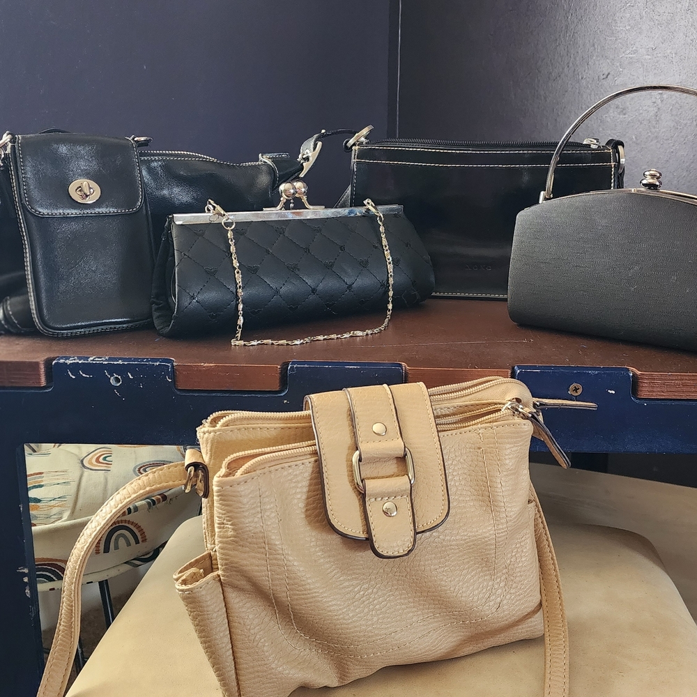 Five Elegant Black and Tan Women's Handbags